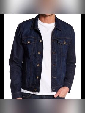 Joes Jeans Jacket Mens Large Dark Blue Denim Trucker Anthony Jean Pockets